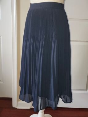 H&M Navy Pleated Midi Skirt